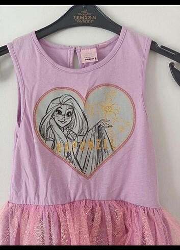 10 Yaş Beden pembe Renk Rapunzel koton elbise