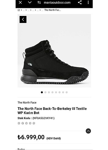 37,5 Beden siyah Renk FaceThe North Face Back-To-Berkeley III Textile WP Kadın Bot