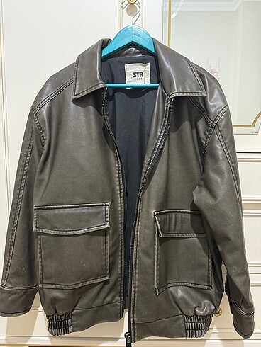 Stradivarius oversize deri ceket
