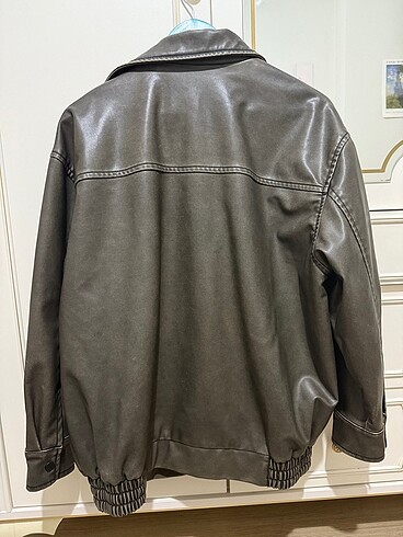 s Beden haki Renk Stradivarius oversize deri ceket