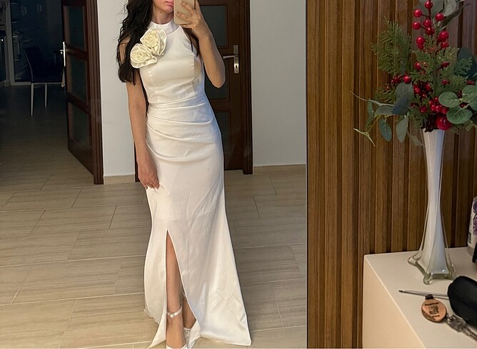 Beyaz Nişan Nikah Elbise Abiye