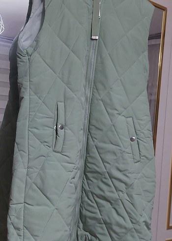 Kadın Açık Yeşil Fermuarlı Şişme Yelek - Görsel 2