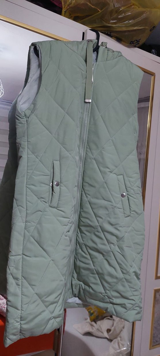 Kadın Açık Yeşil Fermuarlı Şişme Yelek - Görsel 2