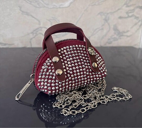 Mini taşlı çanta ölçü 10*8cm