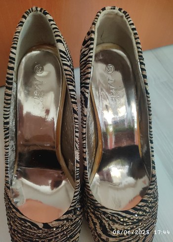 37 Beden kahverengi Renk Zebra Desenli Kahverengi Stiletto Topuklu Kadın Ayakkabı