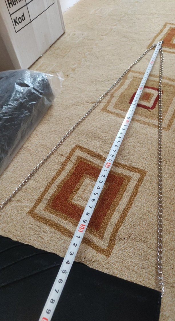 Gri Yılan Desenli Zincir Detaylı Siyah Kadın Çanta - Görsel 5