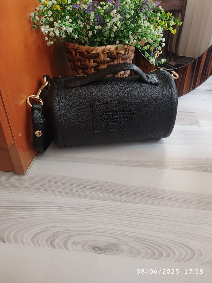 Siyah Deri Tokalı Kadın Çanta - Görsel 4