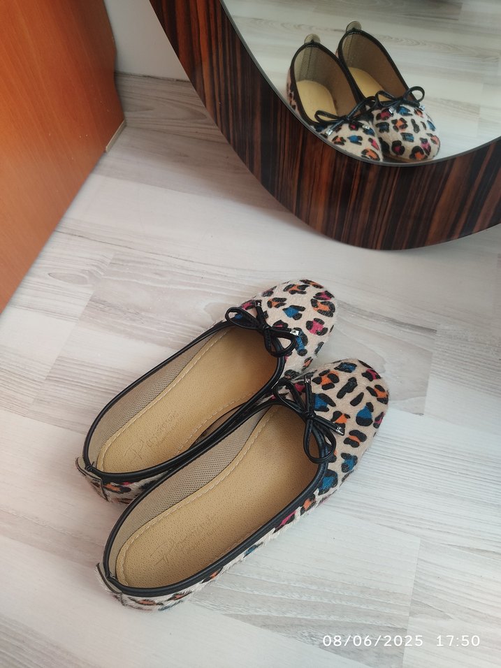 Leopar Desenli Bağcıklı Kadın Babet - Görsel 2