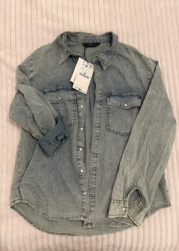 Gri Düğmeli Kadın Denim Ceket