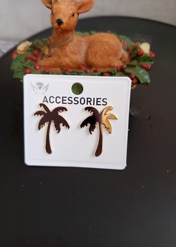 Altın Renk Palmiye Desenli Kadın Kol Düğmesi - Görsel 2