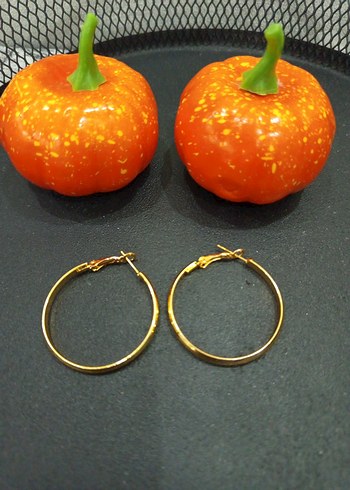 Altın Renkli Midi Halka Küpeler çağ 4cm - Görsel 2