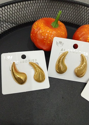 Parlak Mini Altın Renk Kadın Küpeler çelik - Görsel 2