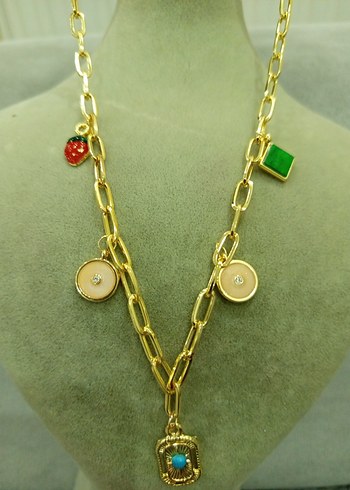 Renkli Bohem Uzun Zincirli Kadın Kolye çelik - Görsel 3