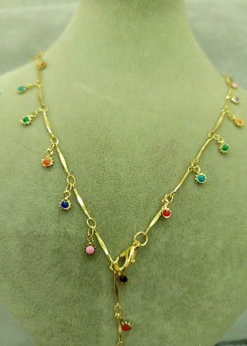 Renkli Zincir Detaylı Bohem Kadın Kolye - Görsel 2