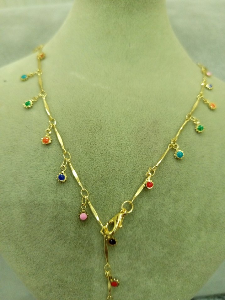 Renkli Zincir Detaylı Bohem Kadın Kolye - Görsel 2