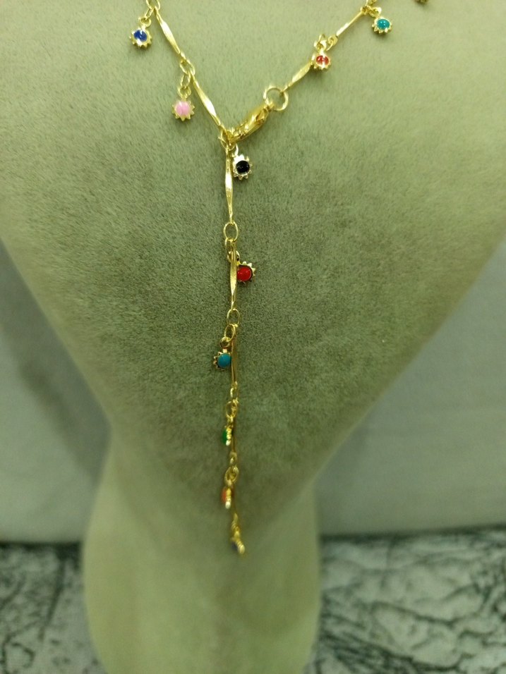 Renkli Zincir Detaylı Bohem Kadın Kolye - Görsel 3