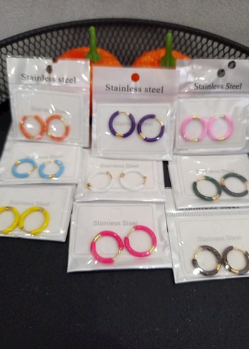 Renkli Mini Elastik Kadın Küpeler 1 adet fiyatıdır - Görsel 5