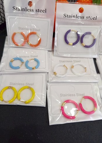 Renkli Mini Elastik Kadın Küpeler 1 adet fiyatıdır - Görsel 2