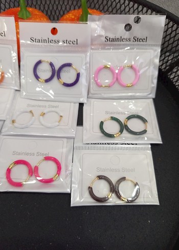 Renkli Mini Elastik Kadın Küpeler 1 adet fiyatıdır - Görsel 3