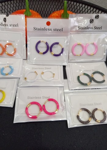 Renkli Mini Elastik Kadın Küpeler 1 adet fiyatıdır - Görsel 4