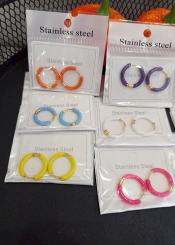 Renkli Mini Elastik Kadın Küpeler 1 adet fiyatıdır - Görsel 6