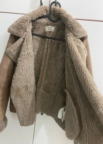Kürklü Bej Süet Kadın Ceket - Görsel 3