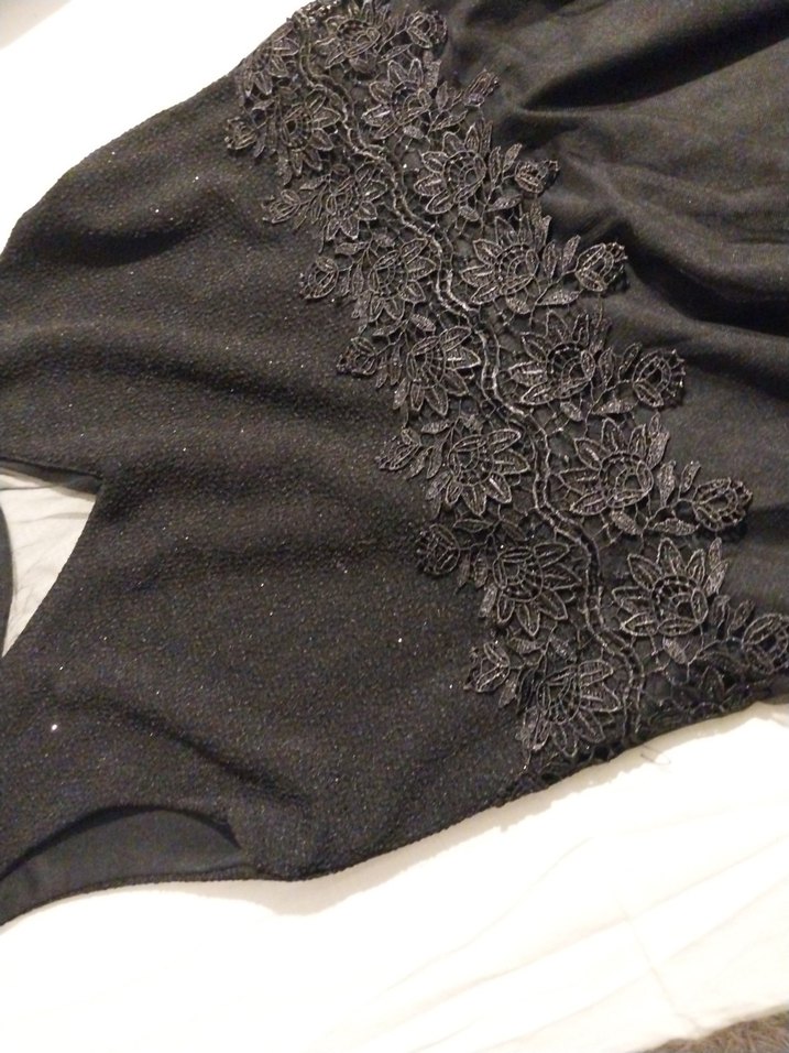 Diger Siyah Dantelli  Abiye Elbise - Görsel 4