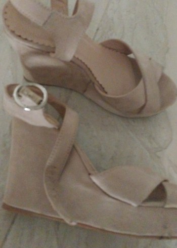 Bej Kadın Platform Topuklu Sandalet - Görsel 5