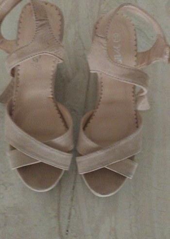 Bej Kadın Platform Topuklu Sandalet - Görsel 7