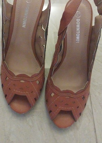 Kadın Kahverengi Deri Dolgu Topuklu Ayakkabı - Görsel 5