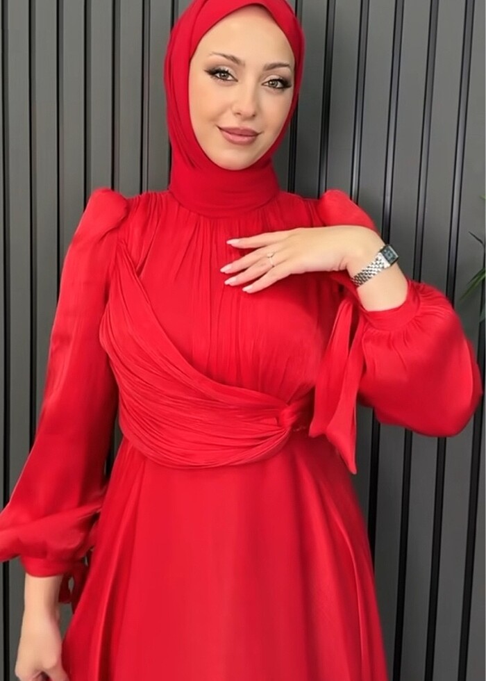 Lavender kırmızı abiye 44 beden - Görsel 4