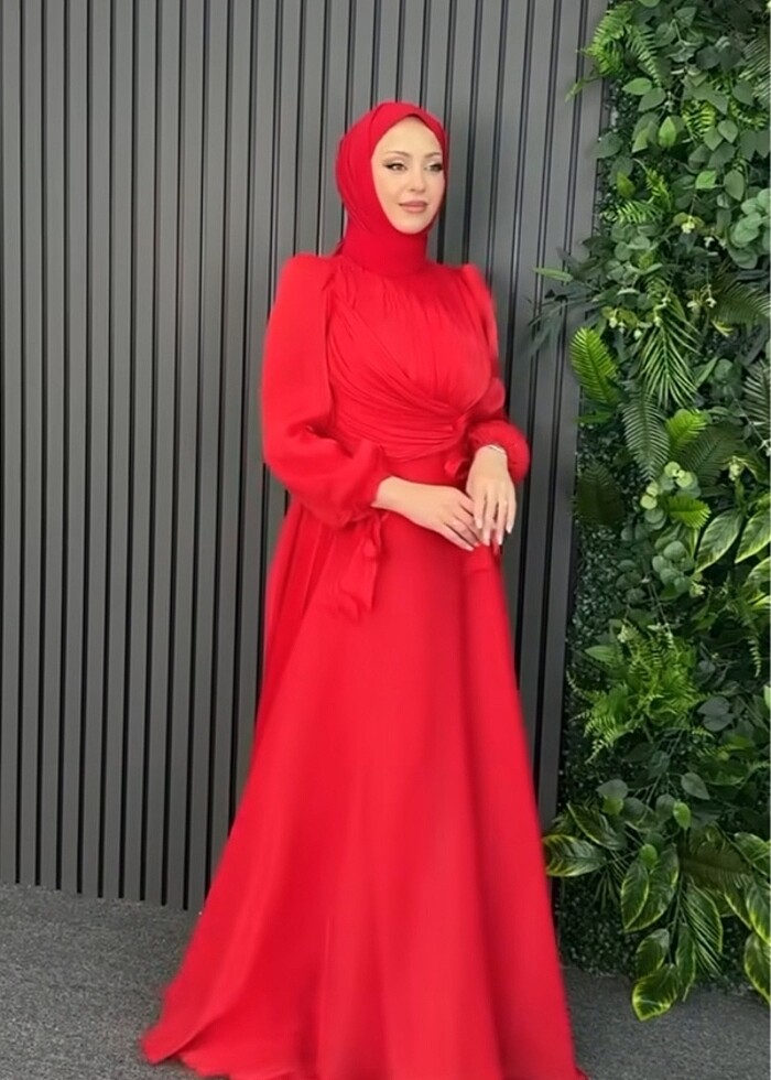 Lavender kırmızı abiye 44 beden - Görsel 3