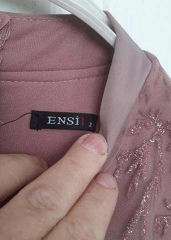 Drapeli Uzun Kollu V Yaka Bej Abiye Elbise - Görsel 2