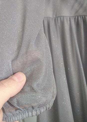 Gri Uzun Drapeli V Yaka Abiye Elbise - Görsel 3