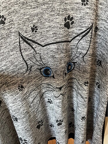 xxl Beden siyah Renk kedi desenli tunik