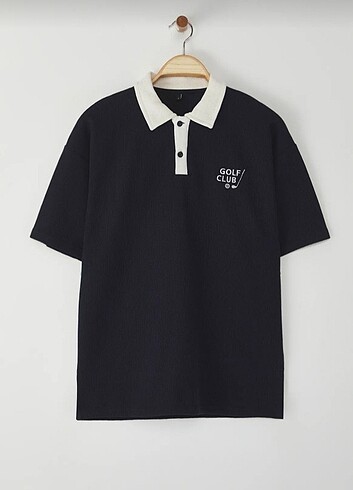 Lacivert Regular Polo Yaka Düz Örme Polo Yaka T-shirt