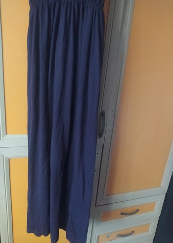 xs Beden Lacivert Askılı Uzun Elbise