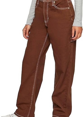 Zara Kahverengi Bol Kesim Kadın Kot Pantolon