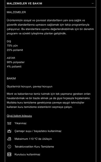 s Beden ZARA ZW ÇOBAN DÜĞMELİ KAŞE KABAN LİMİTED