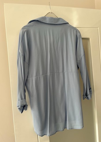 Mavi Düğmeli Uzun Kollu Kadın Gömlek - Görsel 3