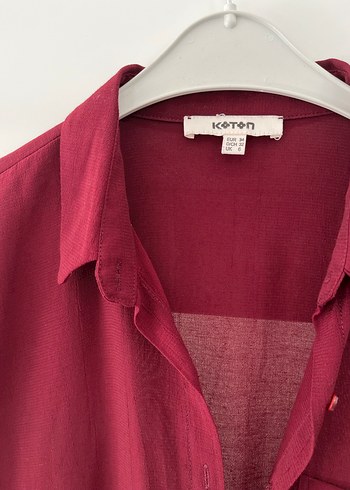 Bordo Kadın Keten Gömlek - Görsel 2