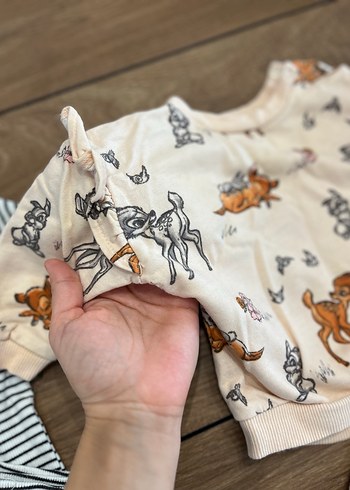 Kız Bebek 2 adet  Desenli Uzun Kollu Takım - Görsel 3