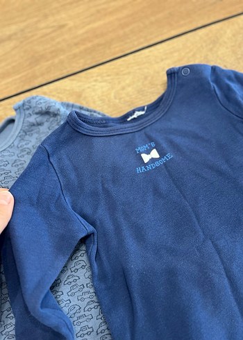 Uzun Kollu Mavi Bebek Body 3 lü set - Görsel 3