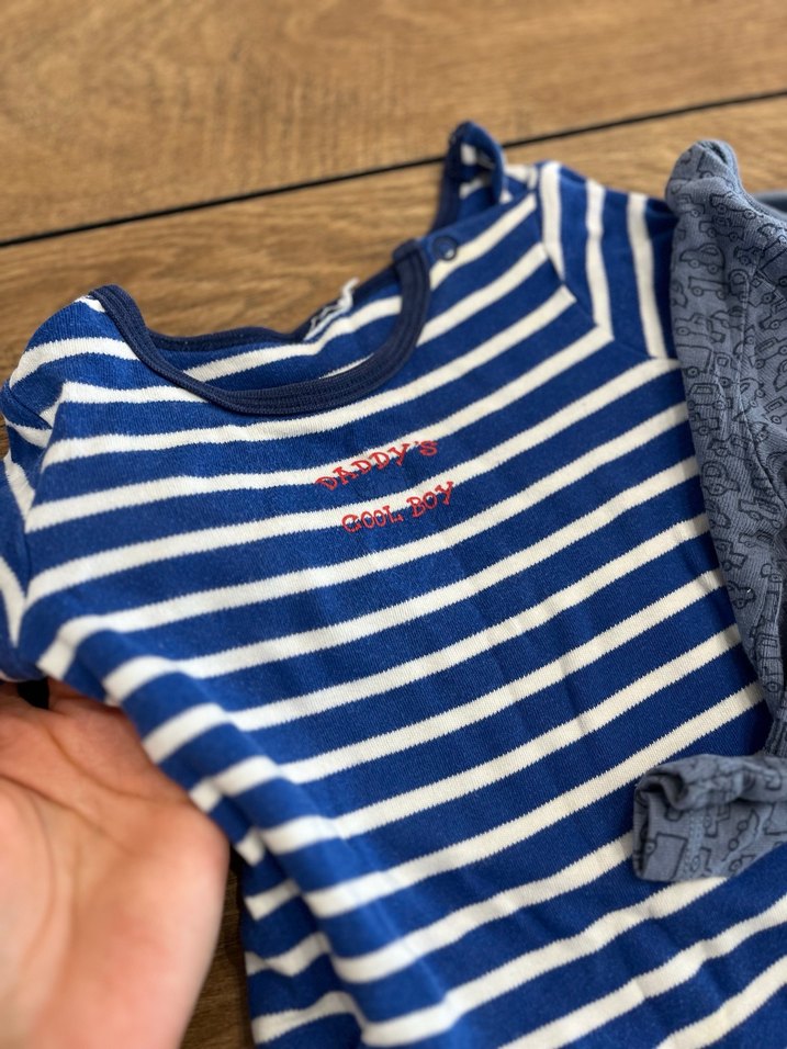 Uzun Kollu Mavi Bebek Body 3 lü set - Görsel 2