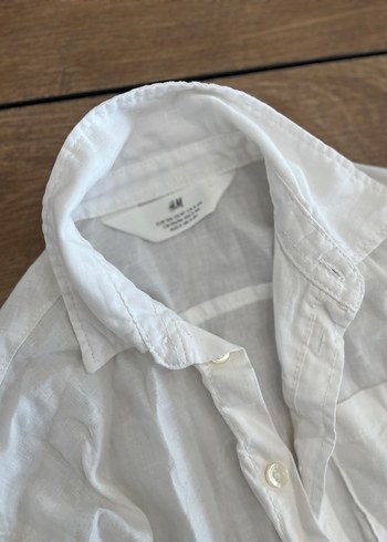 Beyaz Keten Düğmeli Gömlek - Görsel 2
