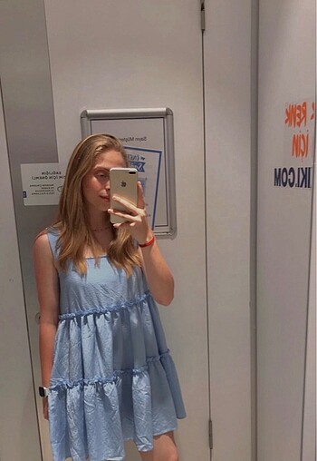 s Beden Mavi elbise