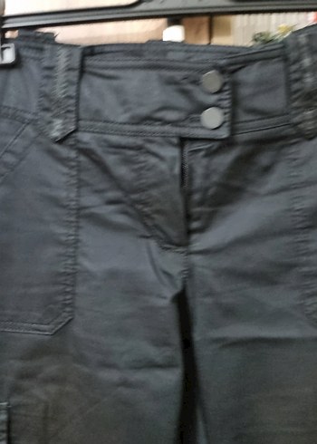 Diğer Siyah Bel Detaylı Bol Kesim Denim Pantolon