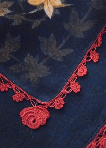 Diger Bordo Dantelli Kadın Fular - Görsel 3