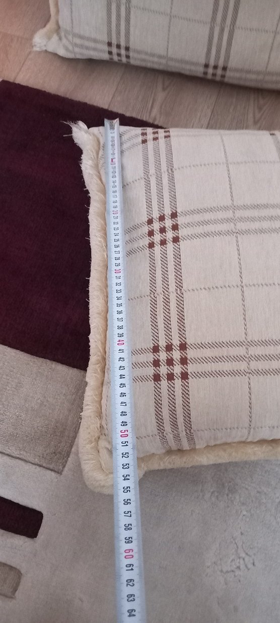 Bej Kareli Klasik Yastık - Görsel 5