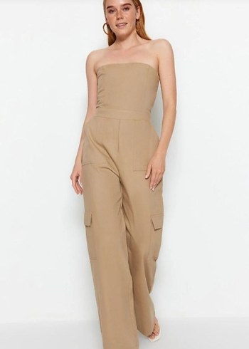 Bej Straplez Kadın Tulum - Görsel 2